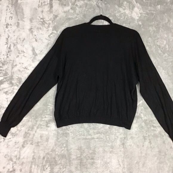 BP Black Sweater Long Sleeve Size Medium Crew Neck Lightweight Crop Length - Picture 9 of 11